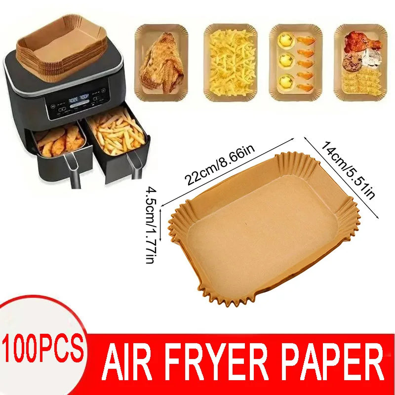 Air Fryer Disposable Paper Air Fryer Accessories Square Round Oil-proof Liner Non-Stick Mat for Kitchen Oven Baking