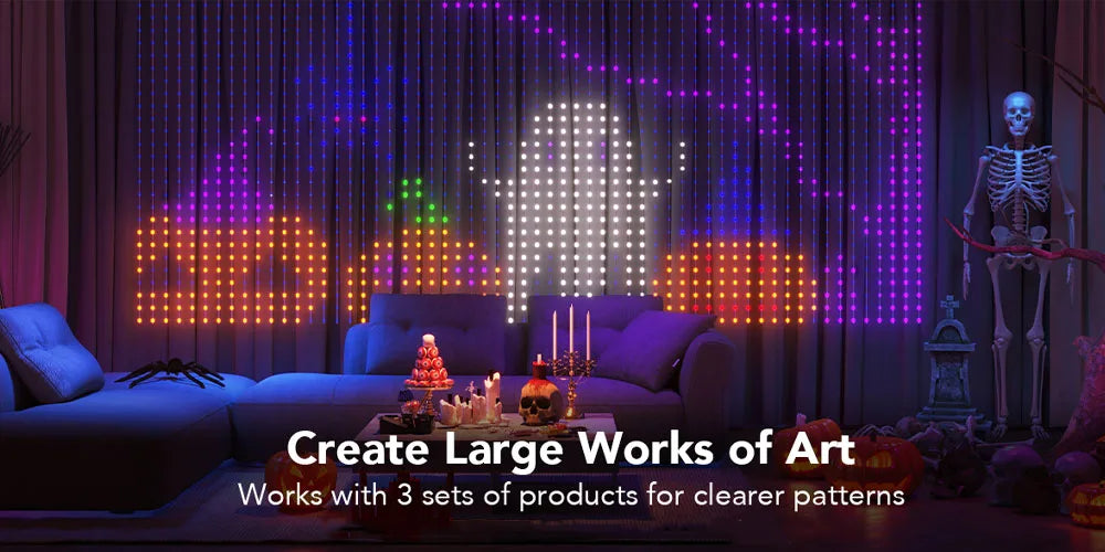 Smart LED Curtain Light APP Control RGB Dimmable DIY Pattern Music Valentine's Day Lighting for Home Holiday Party Decor