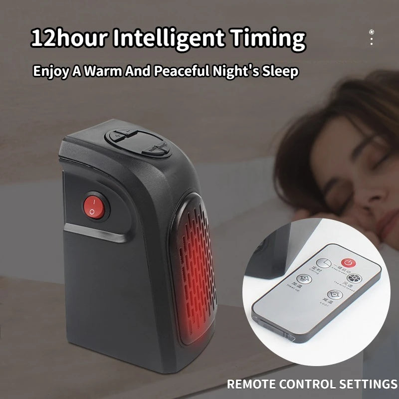 Portable Electric Heater, Plug-In Wall Heater for Rooms, Mini Radiator Fan Warmer, Compact Home Heating Appliance