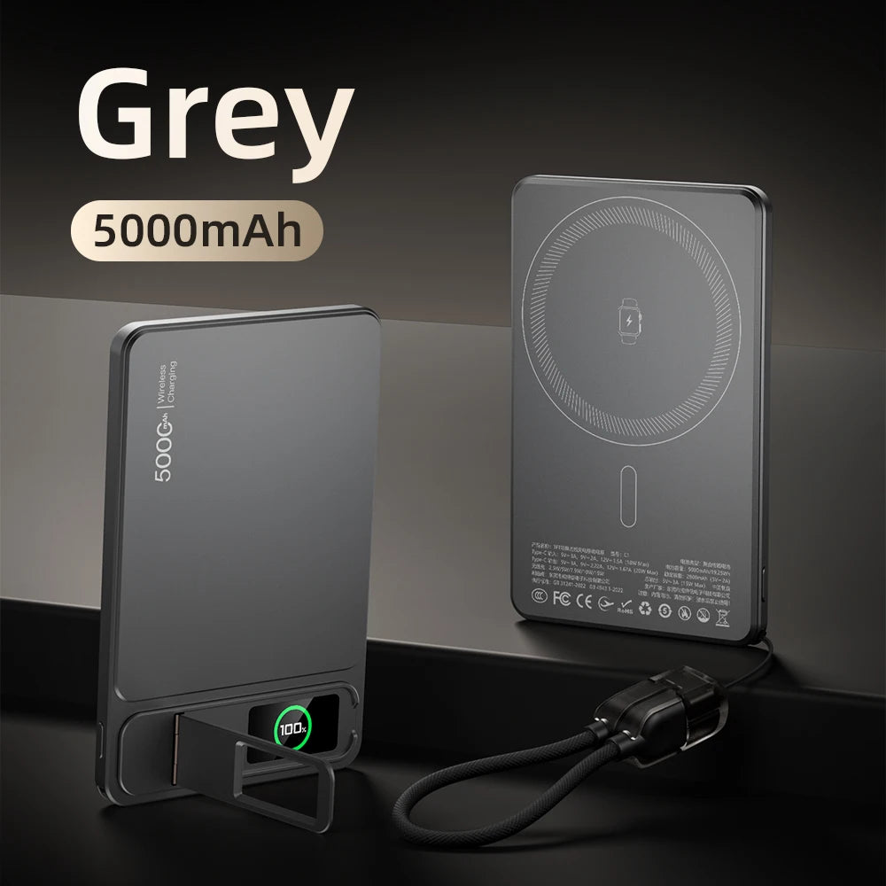 3 In 1 Magnetic Powerbank 15W Wireless Fast Charing With Intelligent TFT Screen External Battery For iPhone 12-17  Watch Airpod