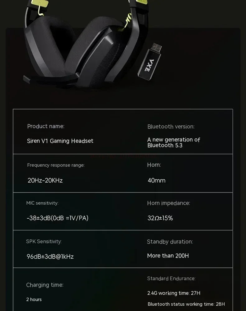 VGN VXE Siren V1 Gaming Headset Bluetooth 5.3/2.4g Dual-mode Lightweight Headphone With Microphone Computer Esports Headset Gift