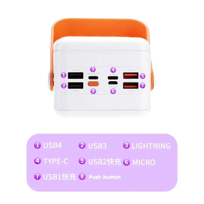 DIY Power Bank Case 18650x21 PD QC4.0 3.0 22.5W Fast Charge Battery Storage Box with Micro Type-c Charging Cable Camping Light