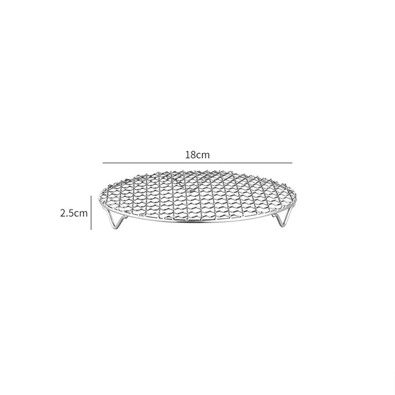 HOT! Round Air Fryer Rack With Legs Stackable Grid Grilling Rack Stainless Steel Anti-corrosion For Home Kitchen Oven Steamer