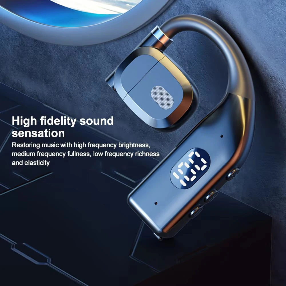 LED Single Earphones Long Standby Business Headphones Waterproof Mono Headset Outdoor Call Bluetooth5.3 Wireless Earbuds