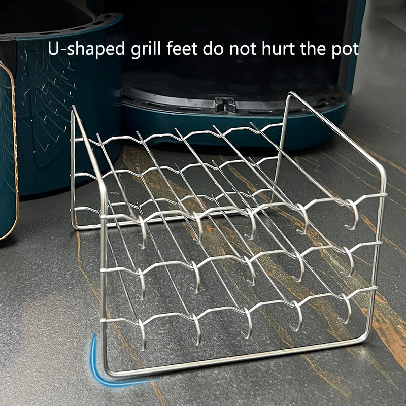 Air Fryer Skewer Stand Vertical Multi-pin Stainless Steel BBQ Holder Air Fryer Accessories Skewers For Grilling Kitchen Tools