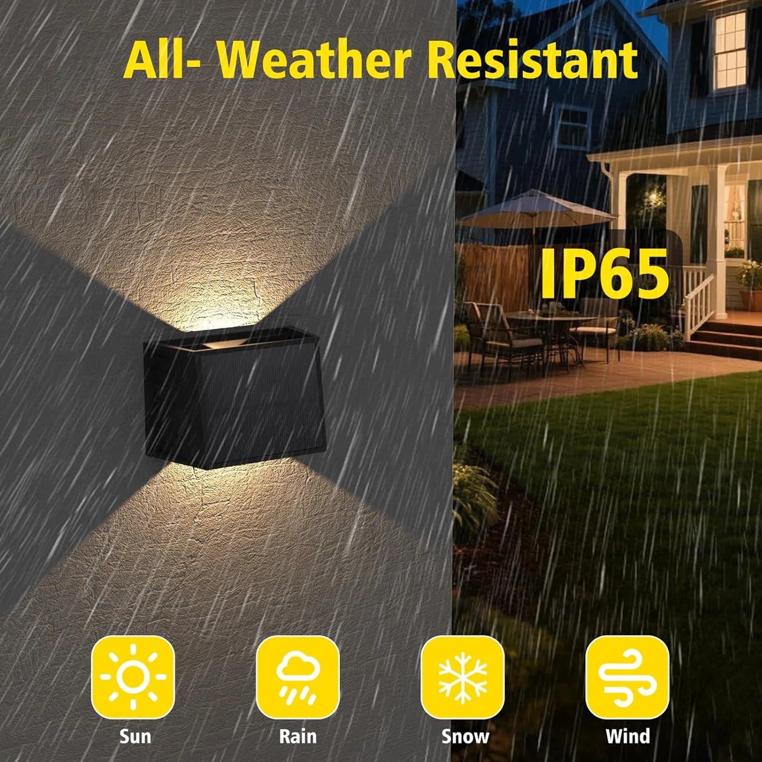 1/2pcs Outdoor Solar Lamp Solar Wall Light Upper and Lower Beam Angles Warm White IP65 Garden Solar Light for Garden Fence Wall