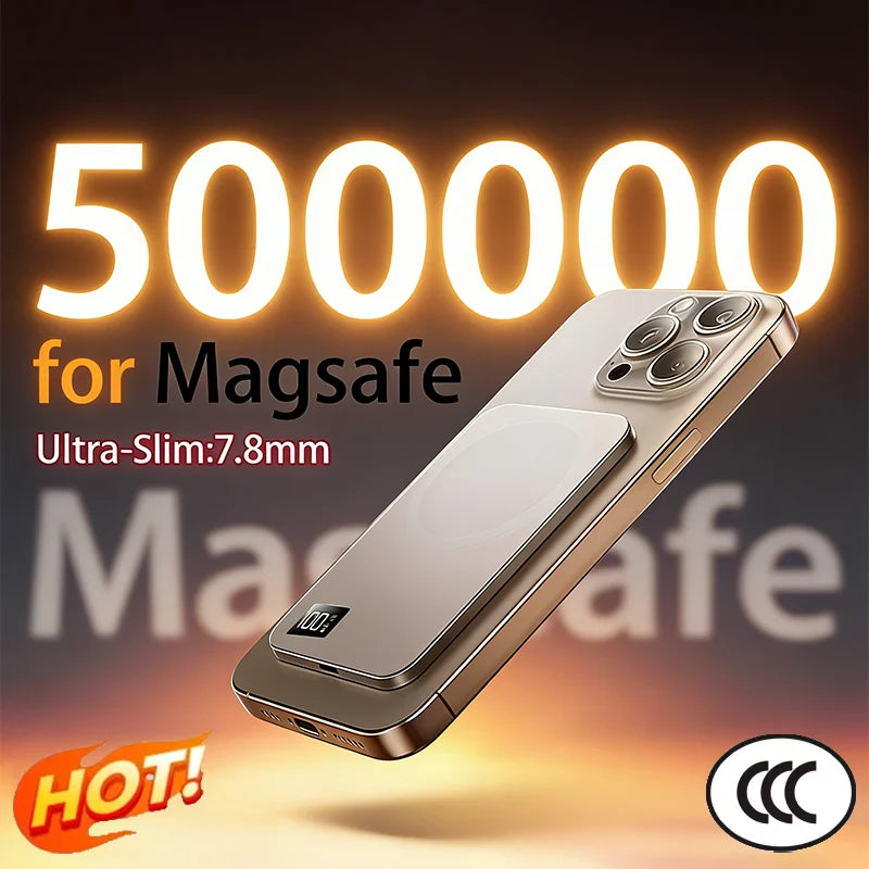 500000mAh Magnetic Power Bank  Fast Charging  Portable Wireless PD22.5W Fast Charging External Battery for Magsafe for iPhone