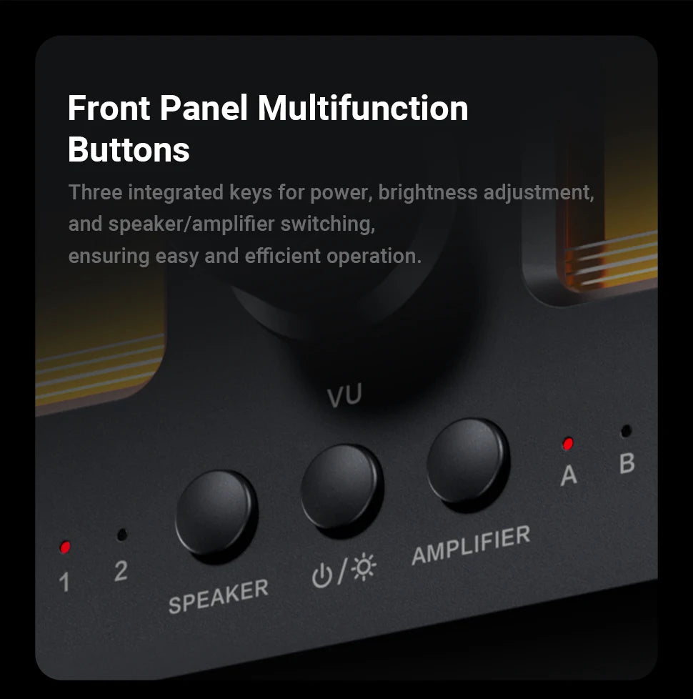 Fosi Audio LC30 Amplifier Speaker Switcher 2-in-2 Out Dual Analog VU Meter Audio Switcher Box with DB Panel Display with Remote
