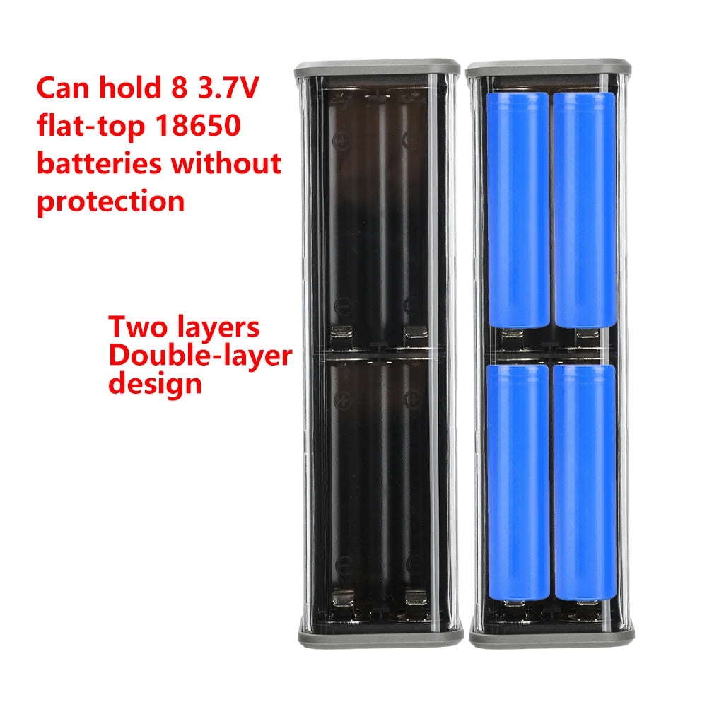 8*18650 Power Bank Battery Case 22.5W PD 45W Fast Charging Battery Storage Box Welding Free USB+Type-C Port