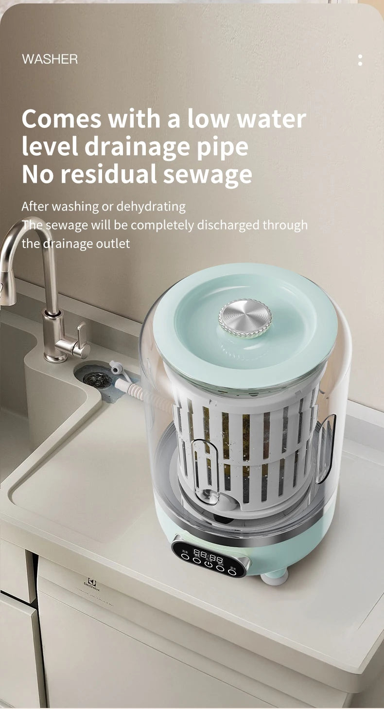 Mini turbo washing machine 3L fully automatic small USB charging portable sock and underwear specific washing machine.