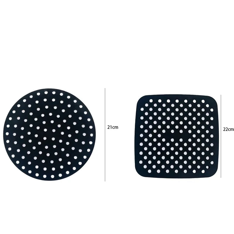 Air Fryer Mat Silicone Reusable Non-Stick Round Square Heat Resistant 450F for Baking Steaming Oven Microwave Dishwasher Safe
