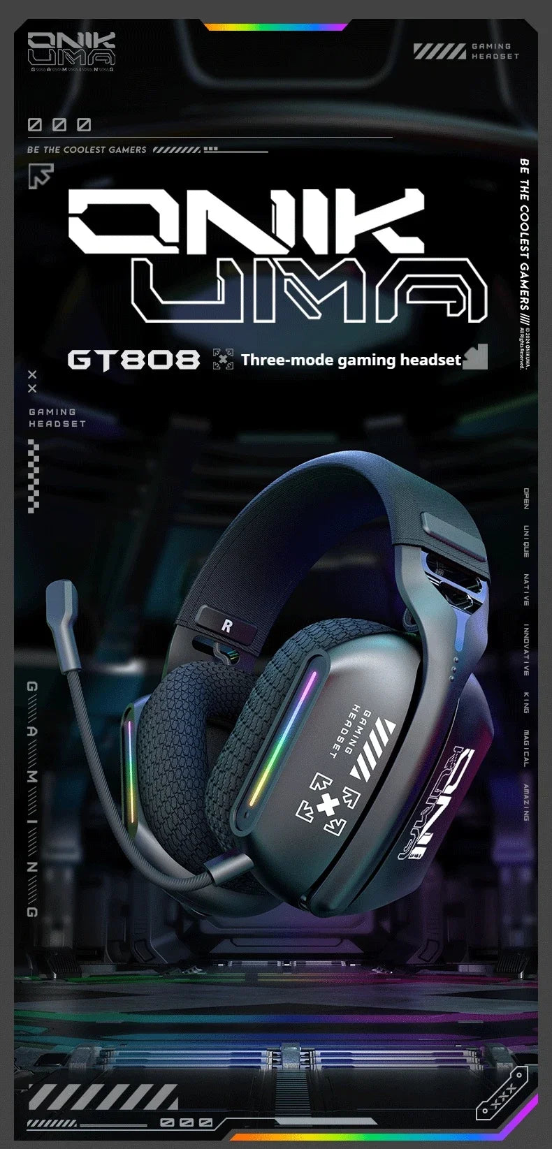 Wireless Gaming Headset: 2.4G/Wired/Bluetooth 3 Modes, Bendable HD Mic, Soft Ear Pads, Immersive Sound for PC/PS4/PS5 – Black