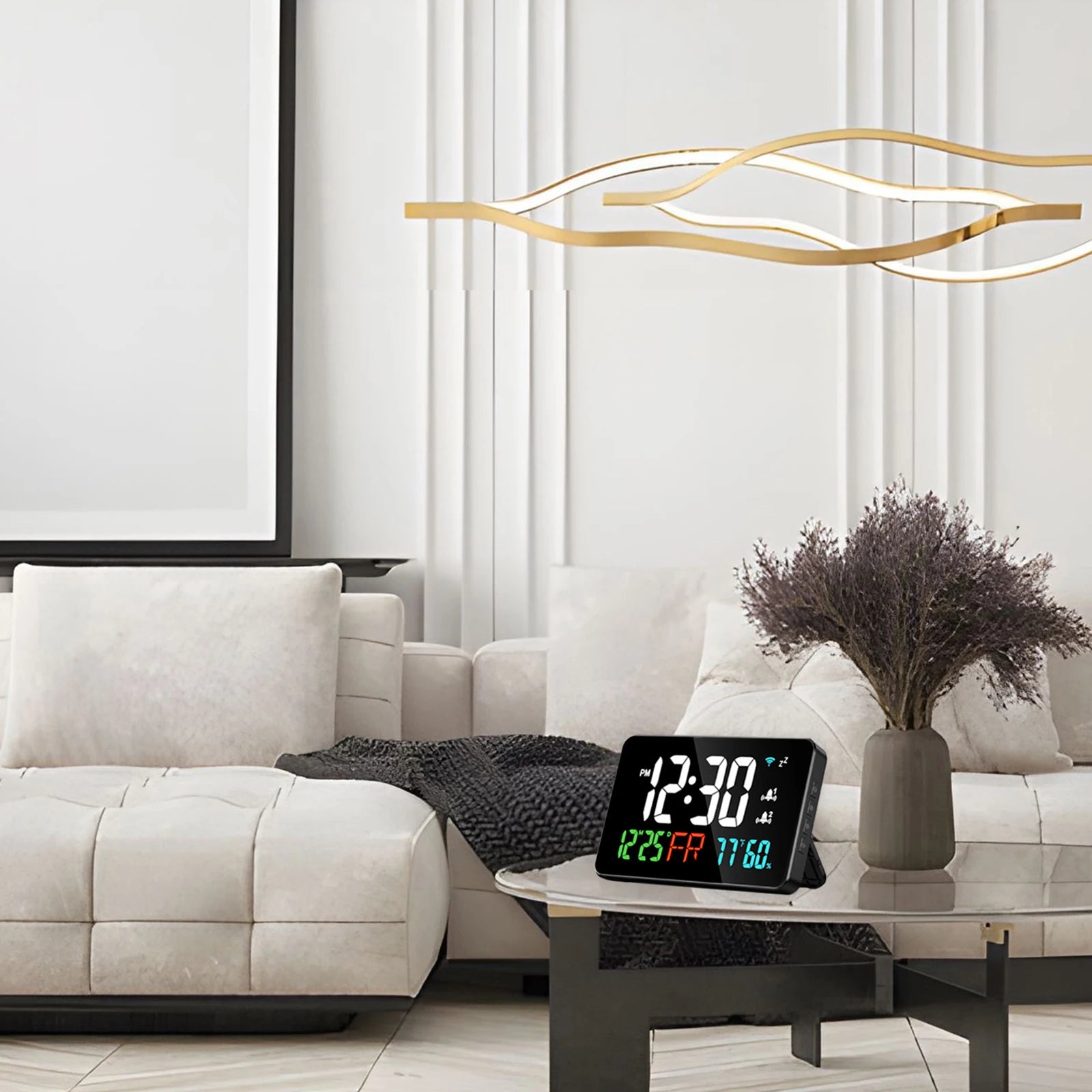 Smart Wifi Digital Wall Clock Temperature Humidity Display 4-Level Brightness Desk Table Electronic LED Alarm Clock Home Decor