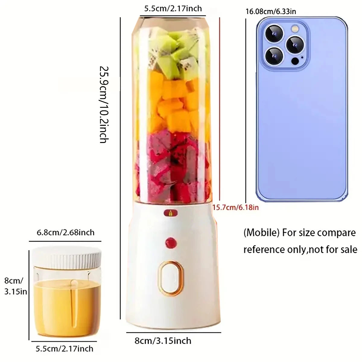 450ML Portable Electric Blender 40W USB Rechargeable Cordless Juicer High Powerful Juicer Cup For Smoothie Milkshake Juice Food