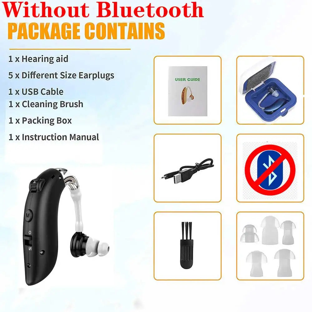 Bluetooth Hearing Aid Amplifiers USB Charge Hearing Aids Audifonos Sound Devices Volume Control Adjustable Tone Loss Ompensation