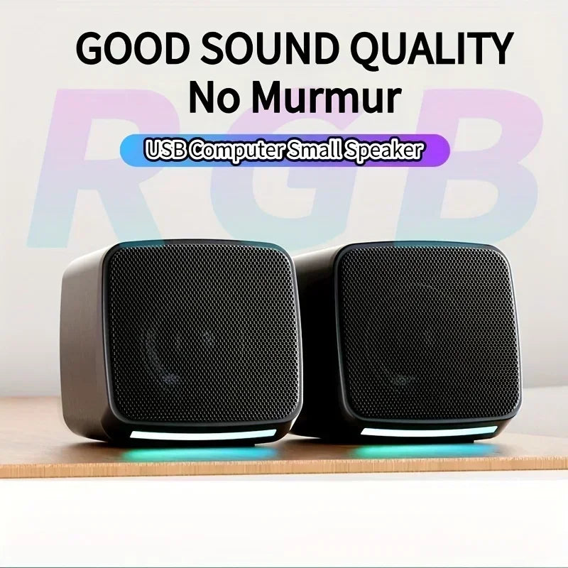 Stereo Sound Mini Speakers With Cool Lights Computer Speakers USB Powered 3.5mm Portable Speakers for Computer Laptop and iPad