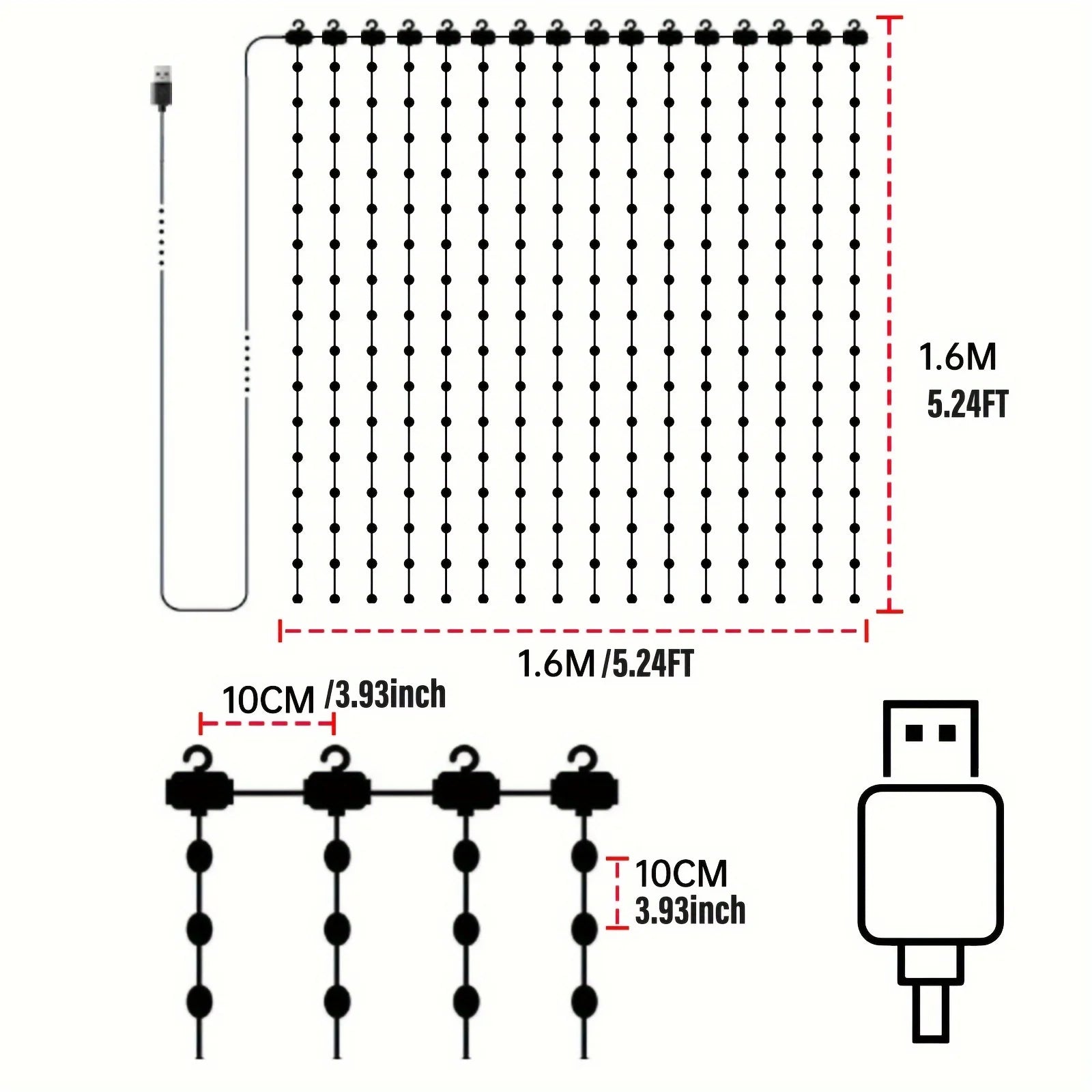Smart Curtain Lights, 400 LED USB Curtain String Lights with App Remote Control,Music Sync Christmas Curtain String Outdoor