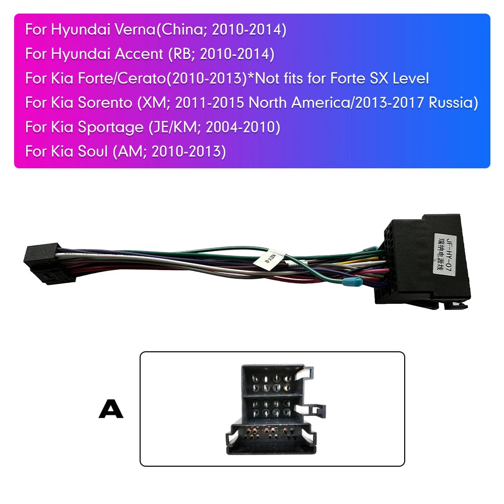 Car Audio MP5 Player Power Cable Android Car Radio Stereo GPS Central Automotive Multimedia Player Accessories for Hyundai Kia