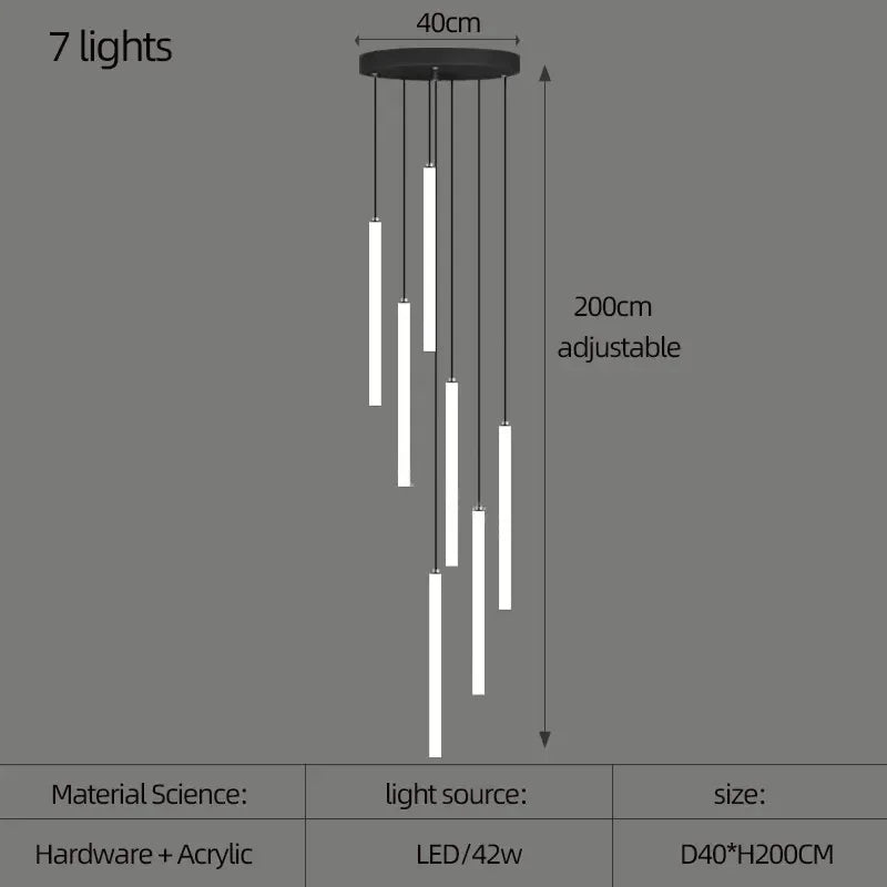 Villa Hanging Pendant Light Rotating Linear Staircase Acrylic Chandelier For Home Living Room Lobby Restaurant Luminaires Decora