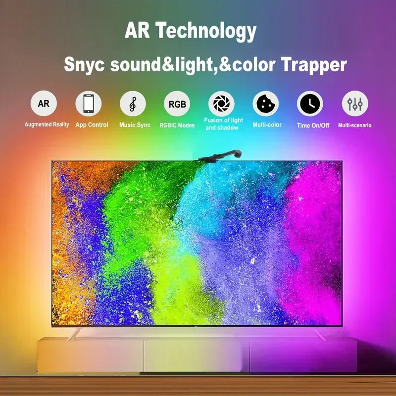 LED TV Backlight Strip with Camera Sync to 55-85 Inch TVs Smart RGB-IC LED Strip Lights for Gaming Room 55-85inch Ambient Light