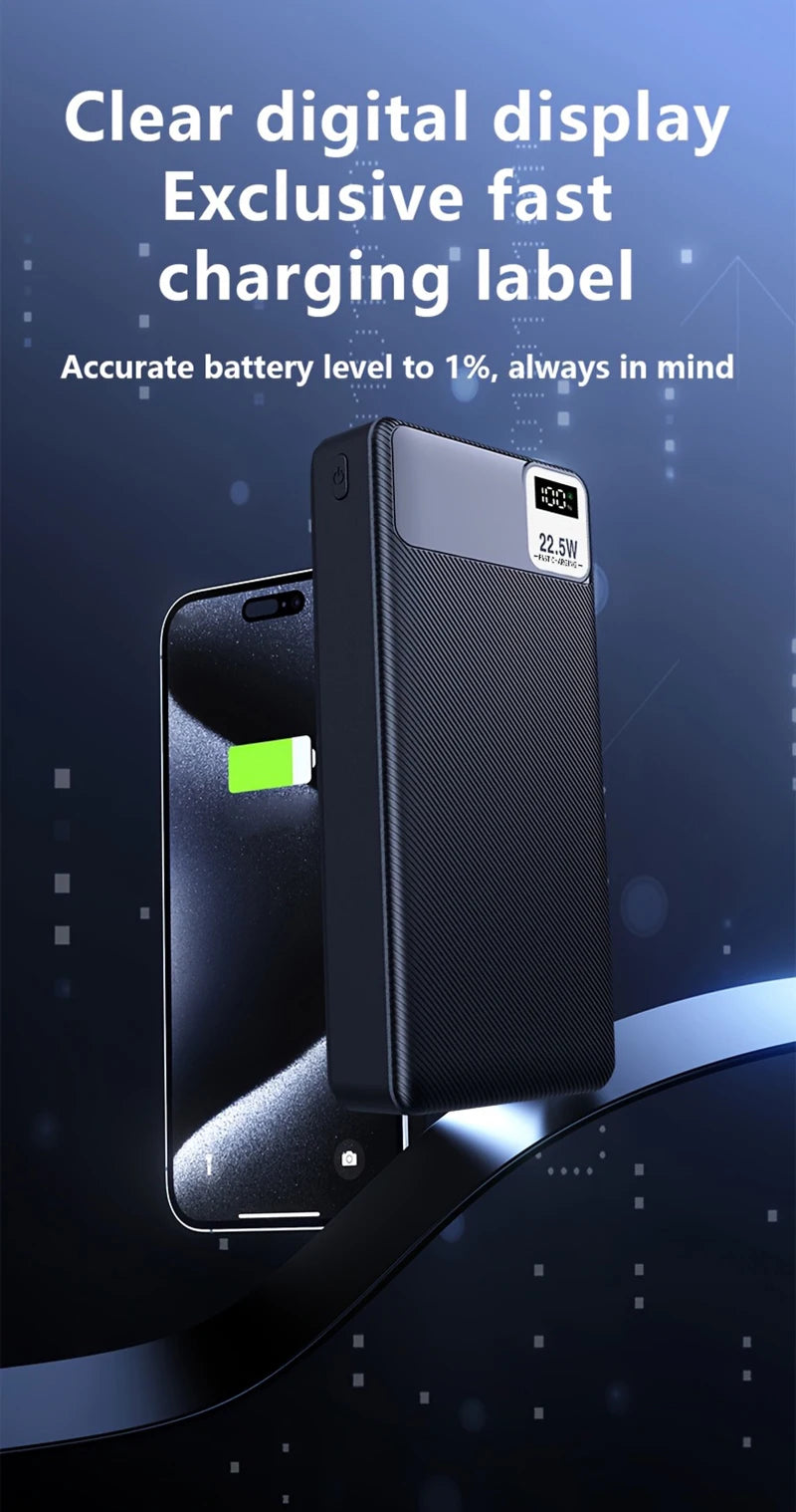 100000mAh Power Bank 22.5W Fast Charging Portable Charger External Battery High Capacity Powerbank For iPhone Huawei Oneplus