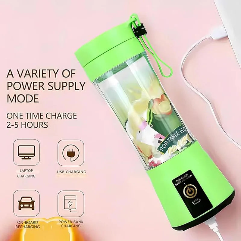 Portable Blender Electric Juicer Stainless Steel Blade 380ml Mini Juice Cup Smoothie Juice Blender Suitable for Commuting
