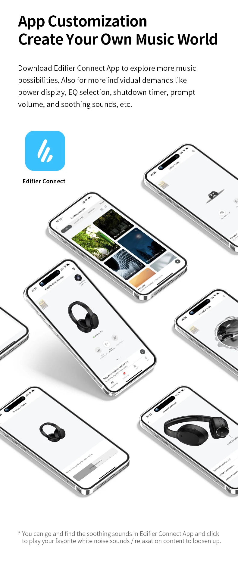 Edifier W820NB Plus Wireless Noise Cancelling Headphones 49hrs Playtime 43dB ANC Hi-Res LDAC Codec Over-Ear Bluetooth Headset