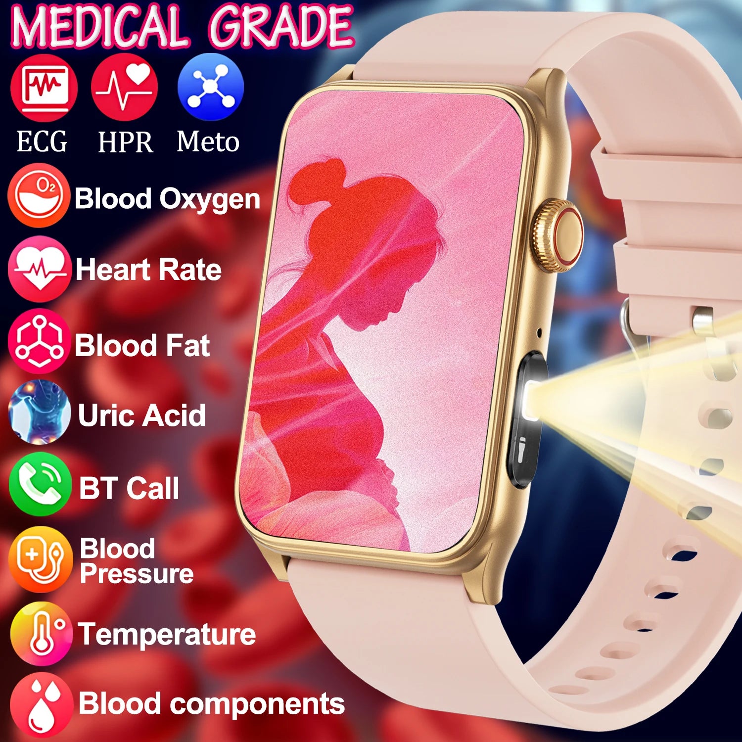 2025New Medical grade Smart Watch For Xiaomi Women Health Blood sugar Blood oxygen Blood pressure Monitoring Men Sport Watches