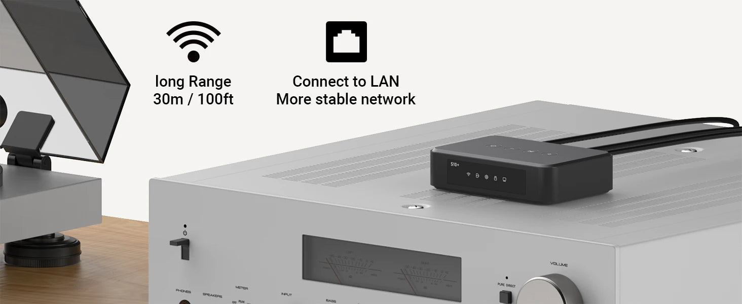 Arylic S10+ Wireless Music Streamer Bluetooth Audio Receiver 3.5mm Jack Aux for PC Multiroom PC Audio Jack Adapter