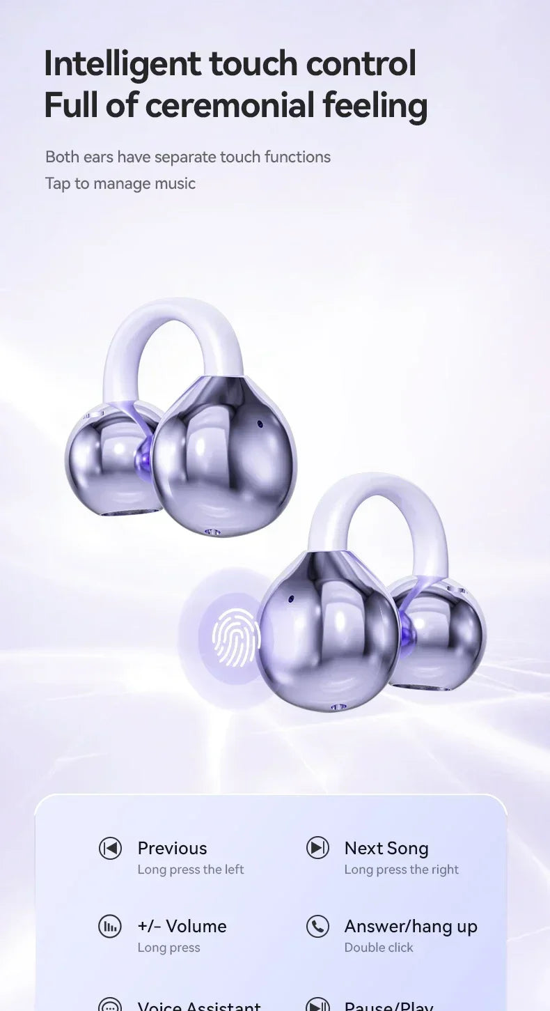 Lenovo Clip-on Wireless Bluetooth Earbuds, Type-C USB Charging, Suitable for Sports, Running, and Gaming, Open Design.