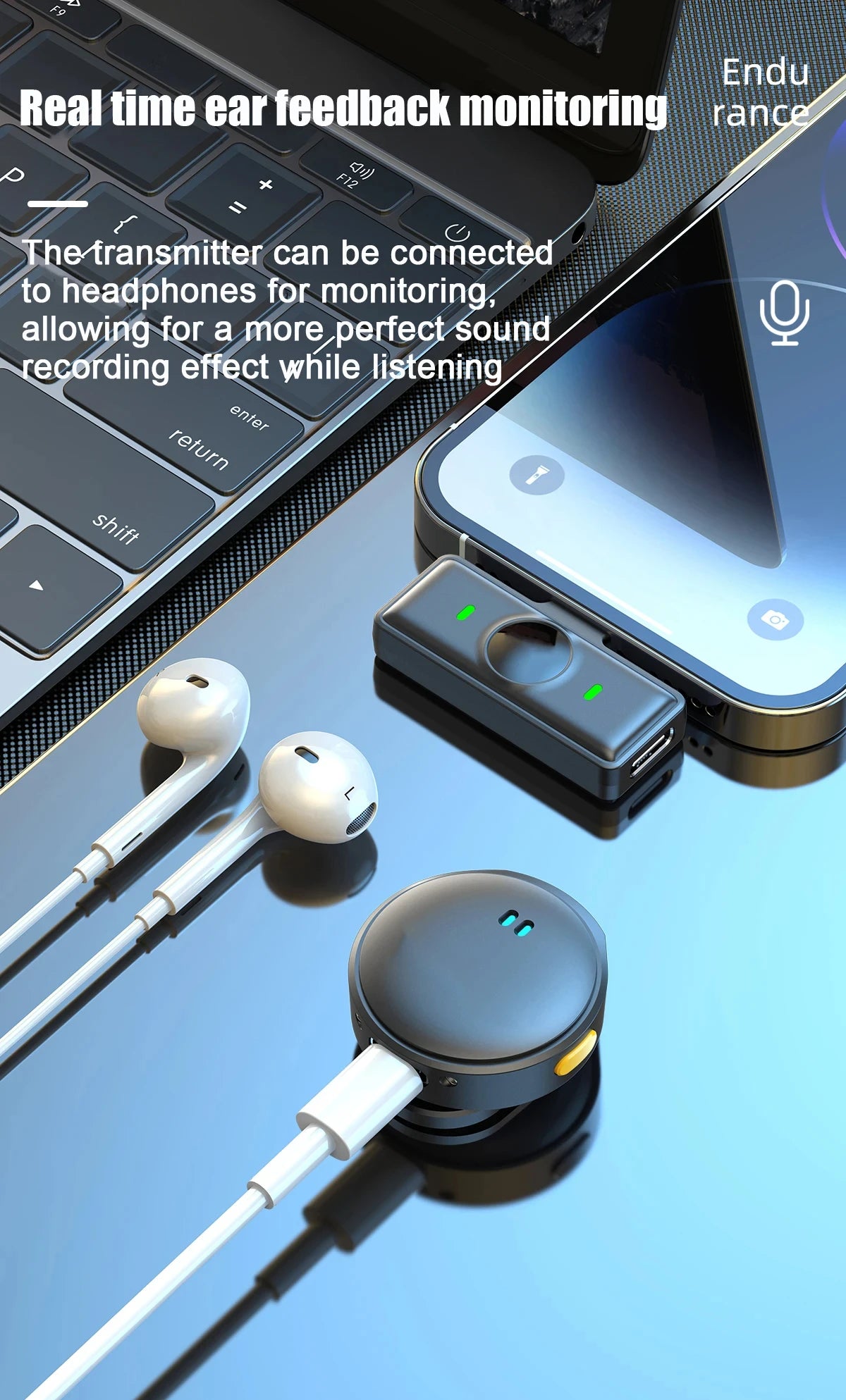 Wireless Lavalier Microphone 2.4G Wireless Microphone Magnetic Suction Microphone Dual Noise Reduction Mic For Video Recording