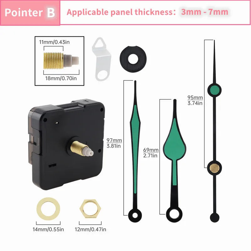 Wall Clock Movement Mechanism Clock Hands Long Shaft Silent Quartz Movement Clockwork Table DIY Watches Repair Tools