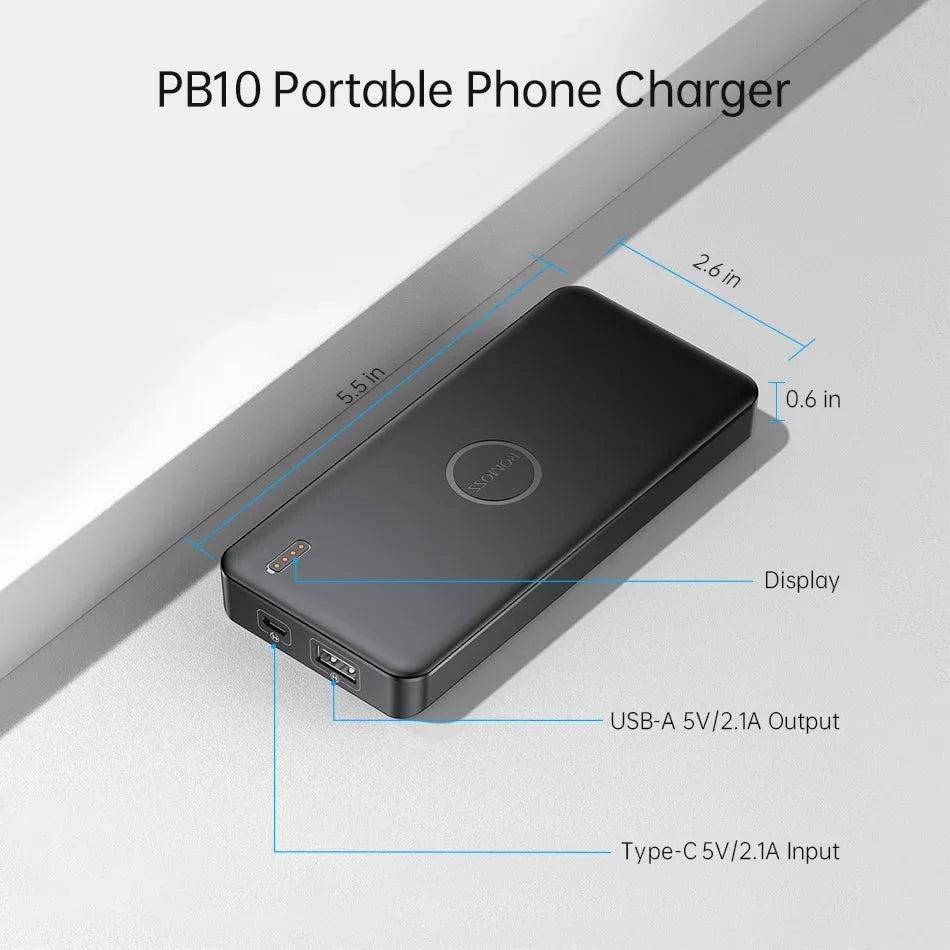 ROMOSS PPB10 Power Bank 10000 mAh 10W  Charging Powerbank PD1.0 QC3.0 Portable Battery Charger For xiaomi iphone Huawei
