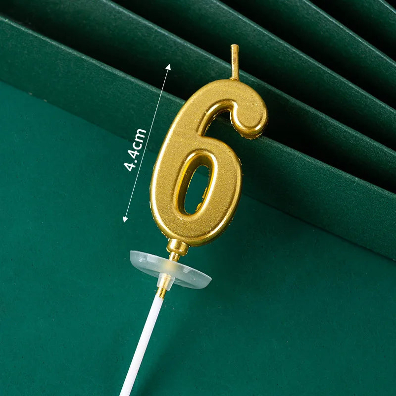 3D Gold Diamond Number Candles Large Birthday Cake Topper Wedding Anniversary Party Decorations for Home Celebration Supplies