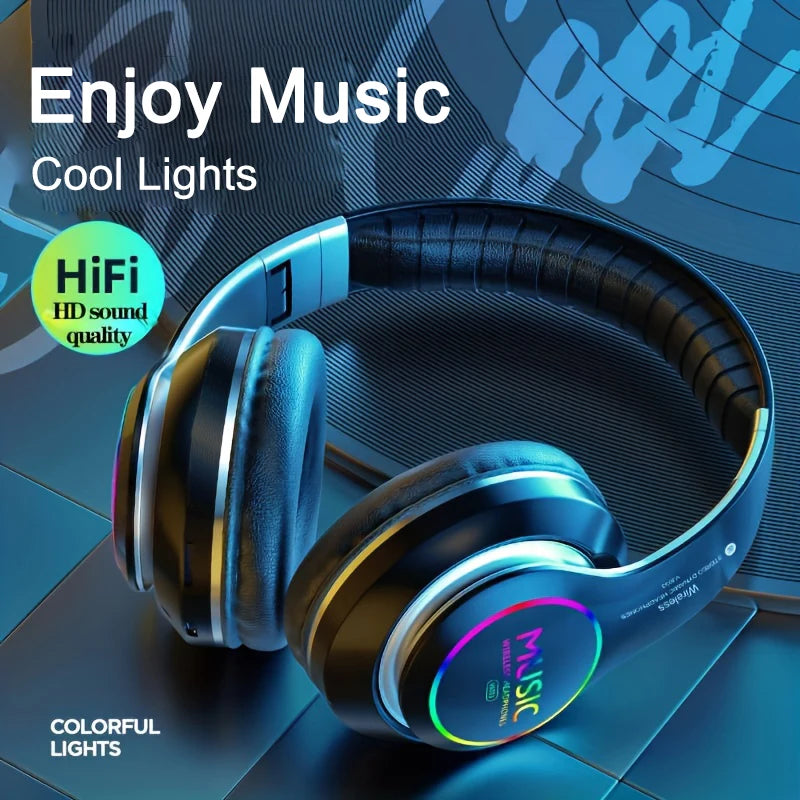 Wireless Bluetooth 5.0 Headphone With Microphone On-Ear Headset Stereo Sound Earphones Sports Office Foldable Headphones Game
