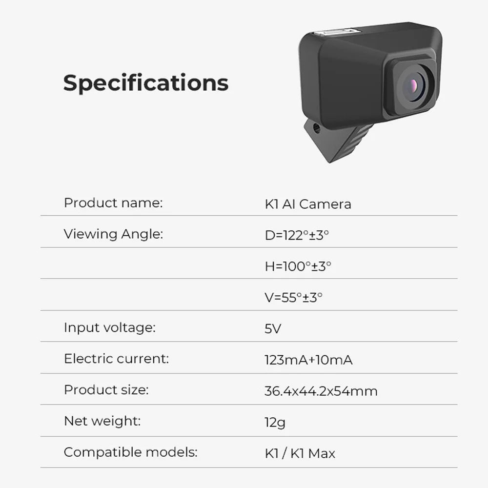 Creality K1 Max AI Camera HD Quality Intelligent Assistant Support Real Time Viewing Lapse Filming for K1/K1C/K1 SE 3D Printer