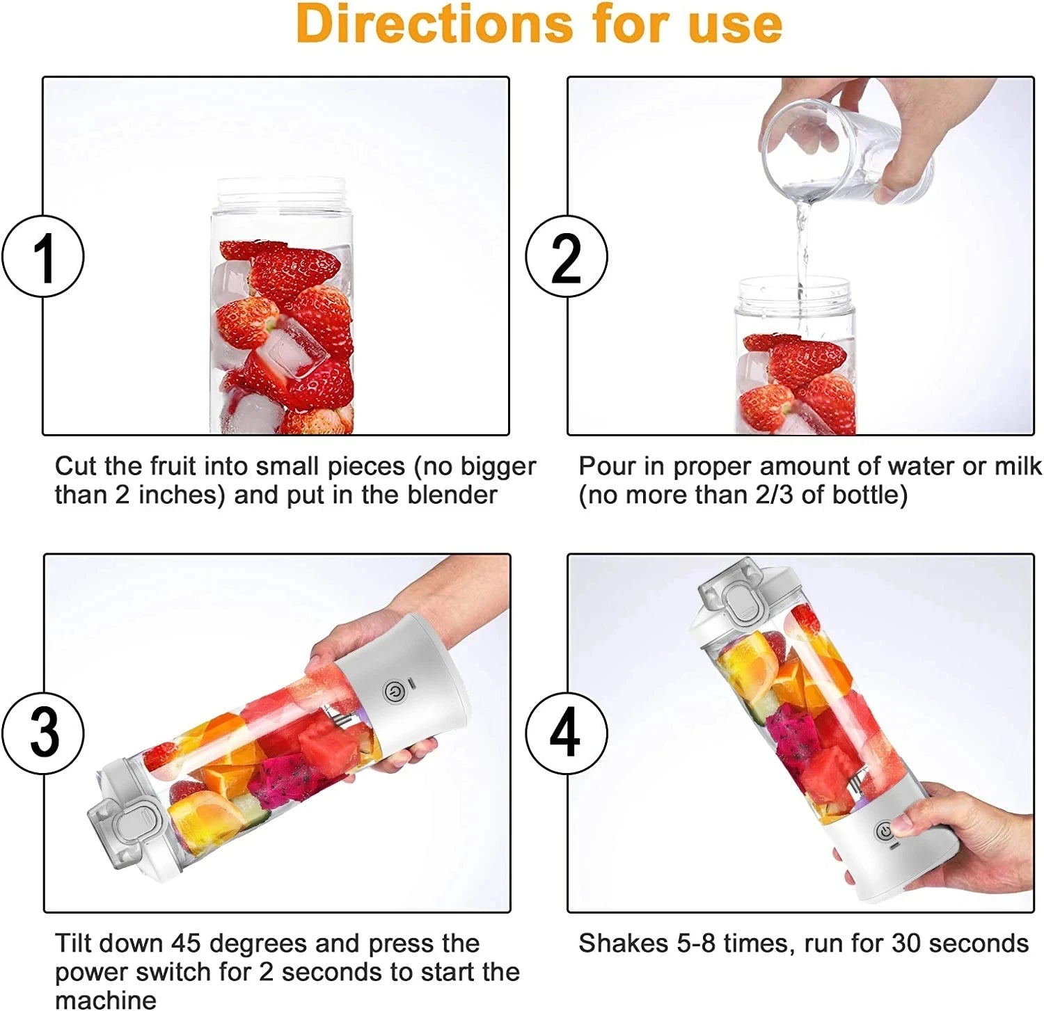 New Portable Blender 600ML Electric Juicer Fruit Mixer 4000mAh USB Rechargeable Smoothie Mini Blender Personal Juicer Colorful