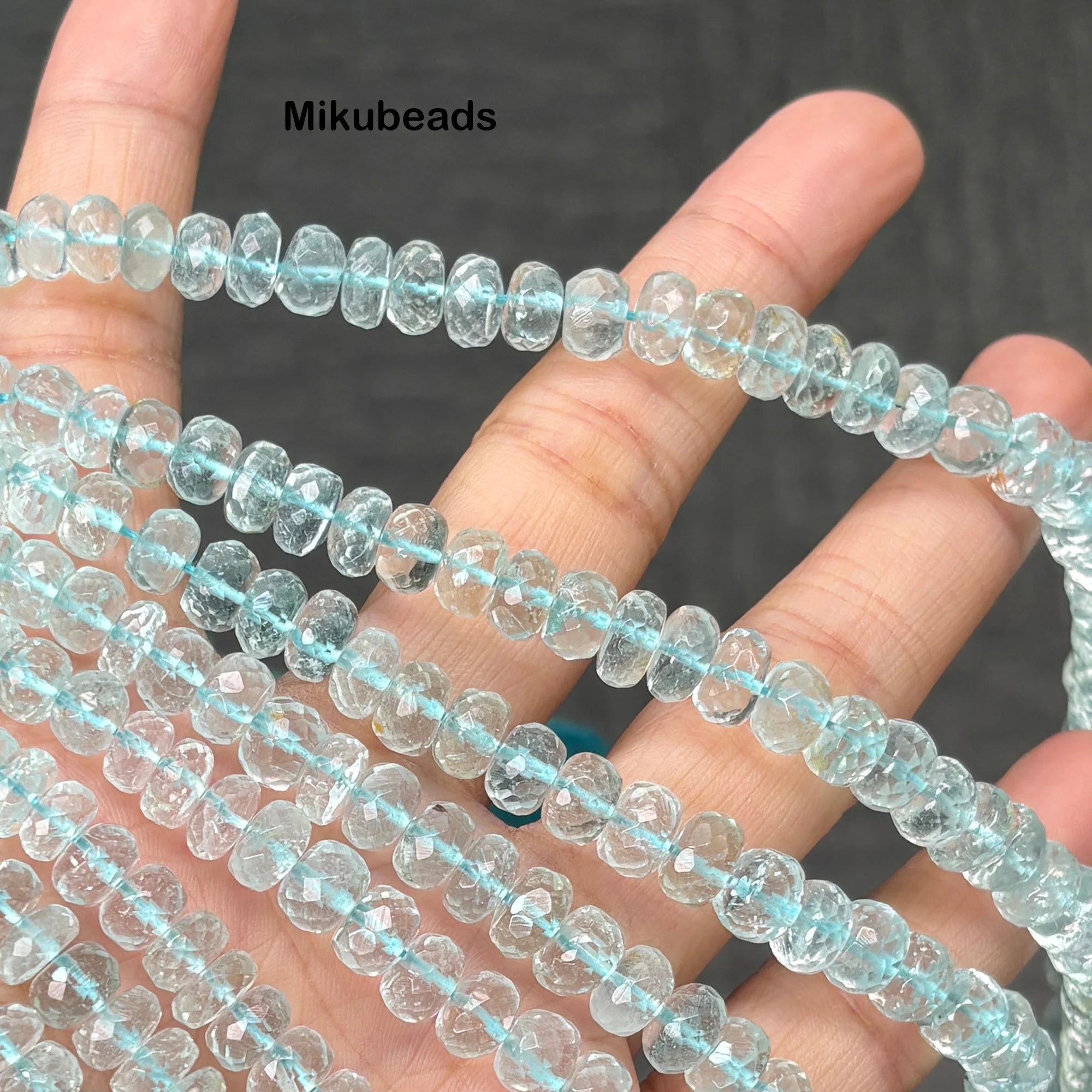 Wholesale Natural 4-9mm Blue Topaz Faceted Rondelle Round Loose Beads For Making Jewelry DIY Necklace Bracelet Mikubeads