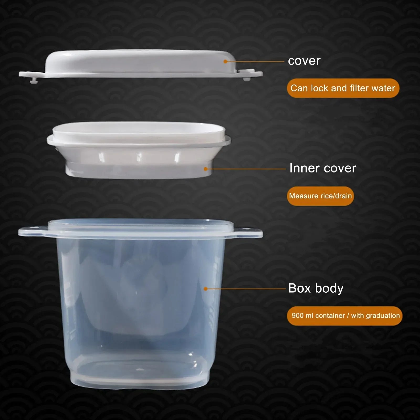 Food gradePP microwave rice cooker multifunctional rice washing and draining quick cooking lunch box suitable for office workers