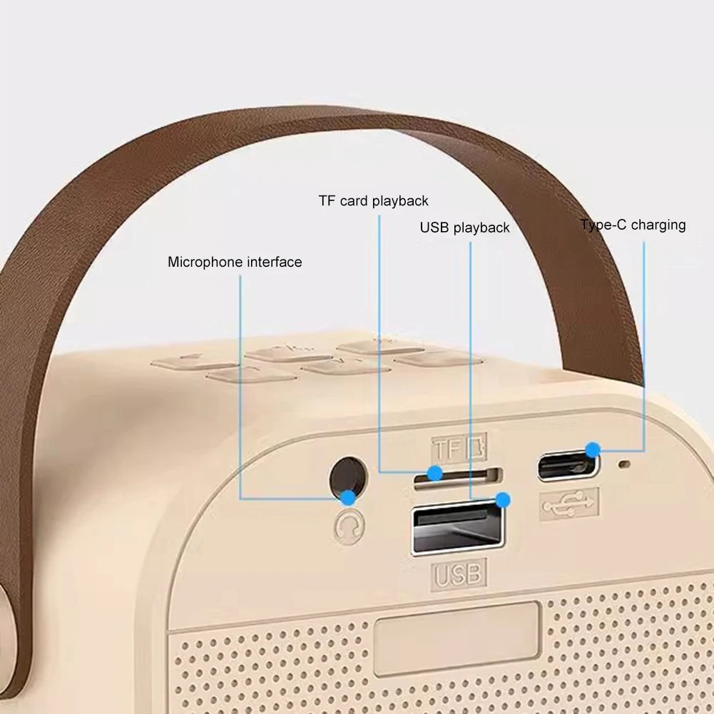 Hot K12 Bluetooth Speaker Portable Home Cute Karaoke Mini Wireless Audio with 1/2 Microphone K Song Family Singing Machine
