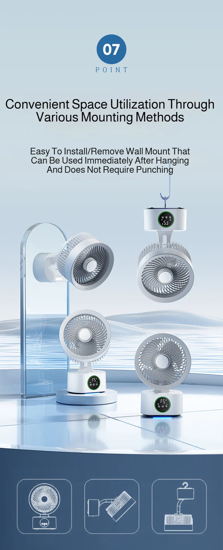 Cooling Home Desktop Shaking Head USB Charging Fan Air Circulation Intelligent Voice Timing Fan Home&dormitory Desktop Fan