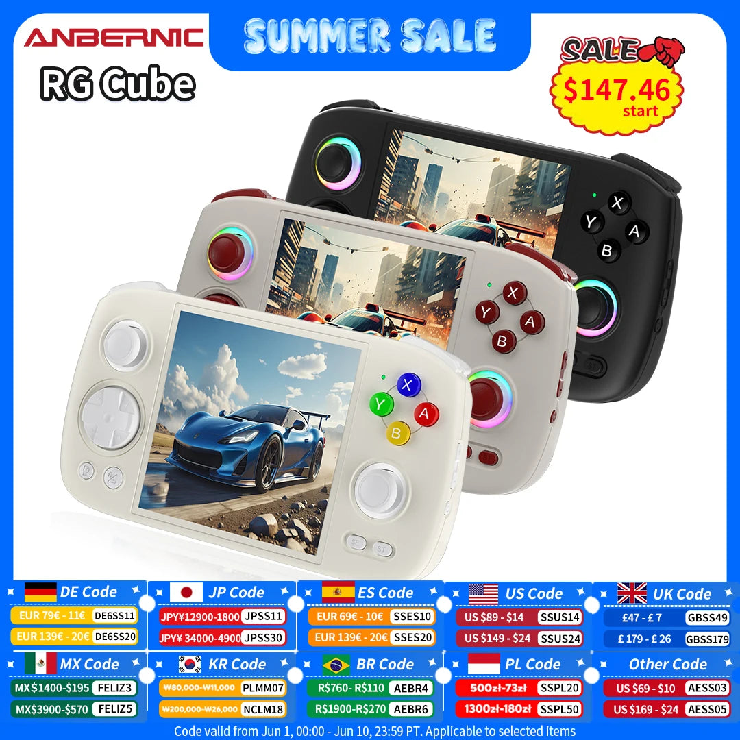 Anbernic RG Cube Handheld Game Console 3.95'' IPS Multi-touch Screen T820 Android 13 RGB Joystick 5200mAh Video Gaming Consoles