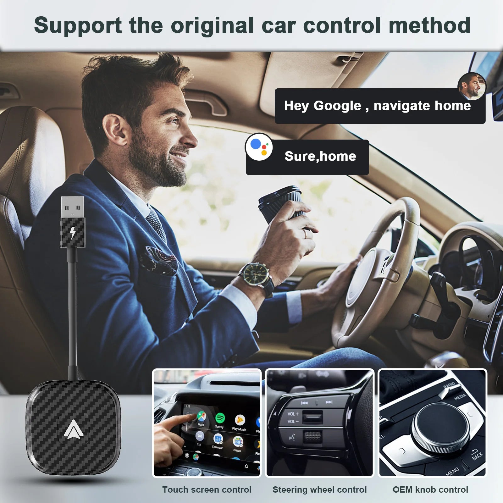 Wireless Android Auto car Adapter, Wireless Carplay Dongle Convert Wired to Wireless For android/iPhone Plug and Play