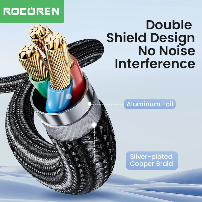 Rocoren RCA Cable 3.5mm to 2RCA Splitter 3.5 Jack to 2 RCA Male Audio Wire for Amplifiers HiFi Stereo Home Theater Speaker Cord