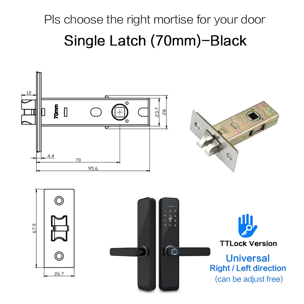 YRHAND New Ttlock Wifi Electronic Smart Door Lock With Biometric Fingerprint Work with Google home Aleax  For home or Hotel