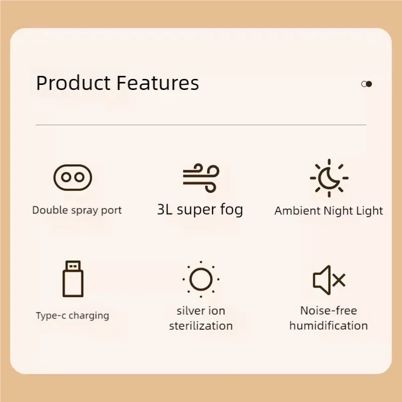 Humidifier Air Purifier Double Spray Humidifier with Night Light Quiet Humidifier Cool Mist Aromatherapy Heavy Fog Home Tool New