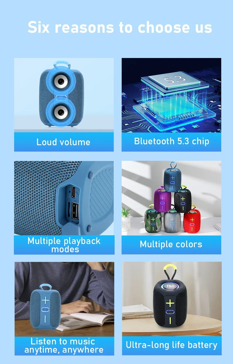 T&G TG658 Bluetooth Speaker Portable Wirelress Soundbar FM Radio AUX TF Card Play Outdoor Fun Camping Riding Hiking Music Box