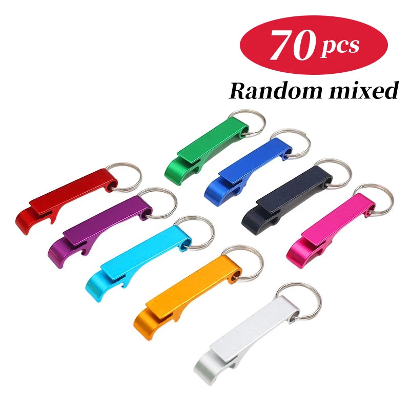 10-100PCS Custom Keychain Personalized Bottle Opener Customized Key Ring Mini Beer Can Kitchen Bar Tools Accessories Gift