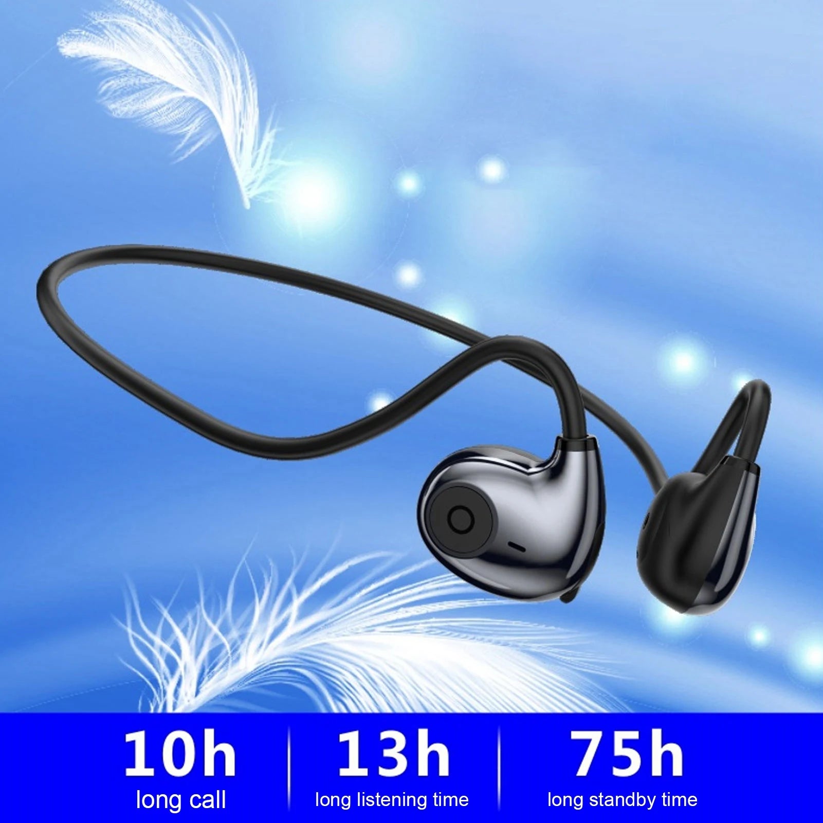 Bluetooth 5.2 Headphones Ergonomic HiFi Sound Air Conduction Headphones Lightweight HD Call Waterproof Open Ear for Outdoor