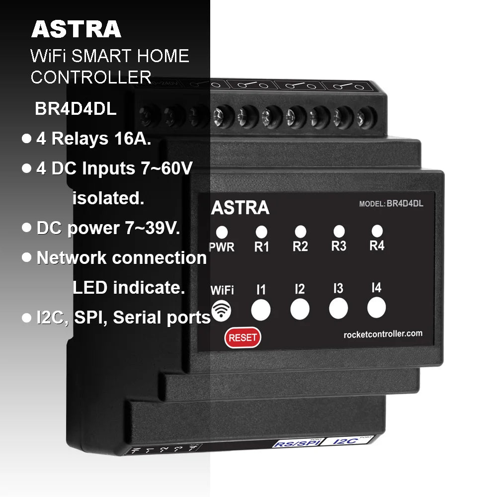 Basic Smart Home controller. WiFi, Bluetooth. Input/Output. TASMOTA firmware. MQTT protocol. Compatible Home Assistant. ESP32